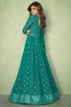 Turquoise  Anarkali Suit in Georgette with Embroidered