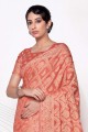 Hand,weaving Saree in Orange Cotton