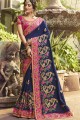 Indian Ethnic Navy Blue color Art Silk saree