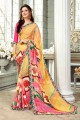 Appealing Yellow color Georgette saree