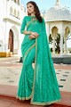 Gorgeous Sea Green color Soft Silk saree