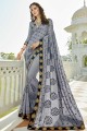Enticing Grey color Soft Silk saree