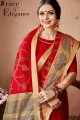Elegant Red Cotton Silk saree