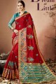 Indian Ethnic Maroon Cotton Silk saree