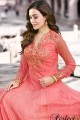 Old Rose Pink color Net Anarkali Suit