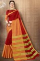 Stylish Red Cotton Silk saree