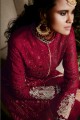 Exquisite Maroon color Georgette Salwar Kameez