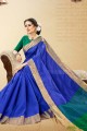Splendid Royal Blue Handloom Cotton Silk saree
