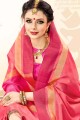 Pink Khadi Cotton Silk saree