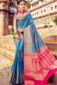 Turquoise Blue Banarasi Art Silk saree
