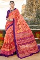 Orange & Pink Super Net Cotton saree