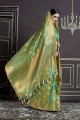 Light Green Nylon Art Silk saree