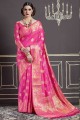 Rani Pink Nylon Art Silk saree