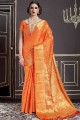 Orange Nylon Art Silk saree