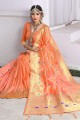 Ethinc Peach Banarasi Art Silk saree