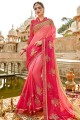 Pink Chiffon Silk saree