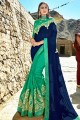 Blue & Sea Green Georgette & Art Silk saree