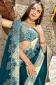 Fascinating Blue Satin Silk saree