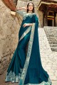 Fascinating Blue Satin Silk saree