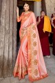 Alluring Peach Satin Silk saree