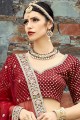 Alluring Maroon Velvet Silk Bridal Lehenga Choli