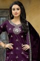 Fashionable Purple Art Silk Patiala Suit