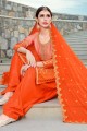 Contemporary Orange Soft Silk Patiala Suit