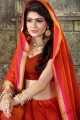 Red Khadi Art Silk saree