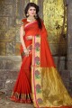 Red Khadi Art Silk saree