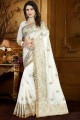 Ethinc White Art Silk saree