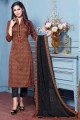 Indian Ethnic Brown Cotton Satin Palazzo Suit