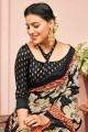 Indian Ethnic Black & Cream Art Silk saree