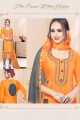 Indian Ethnic Orange Cotton Churidar Suit