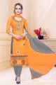 Indian Ethnic Orange Cotton Churidar Suit