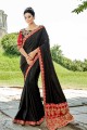 Fashionable Black Satin Silk saree