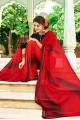 Adorable Red Georgette saree