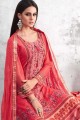 Opulent Red Georgette Palazzo Suit