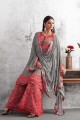 Gorgeous Grey Georgette Palazzo Suit
