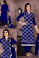 Dazzling Royal Blue Chanderi Churidar Suit