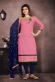 Splendid Pink Chanderi Churidar Suit