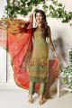 Luring Green Soft Cotton Churidar Suit
