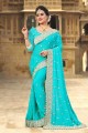 Glorious Turquoise Blue Georgette saree
