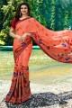 Indian Ethnic Orange Georgette saree