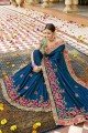 Fashionable Blue Soft Silk saree