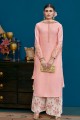 Light Pink Art Silk Palazzo Suit