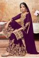 Luring Purple Georgette Palazzo Suit