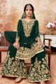 Pine Green Georgette Palazzo Suit