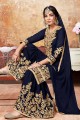 Fashionable Navy Blue Georgette Palazzo Suit