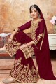 Latest Maroon Georgette Palazzo Suit