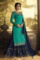 Gorgeous Sea Green Satin Georgette Palazzo Suit